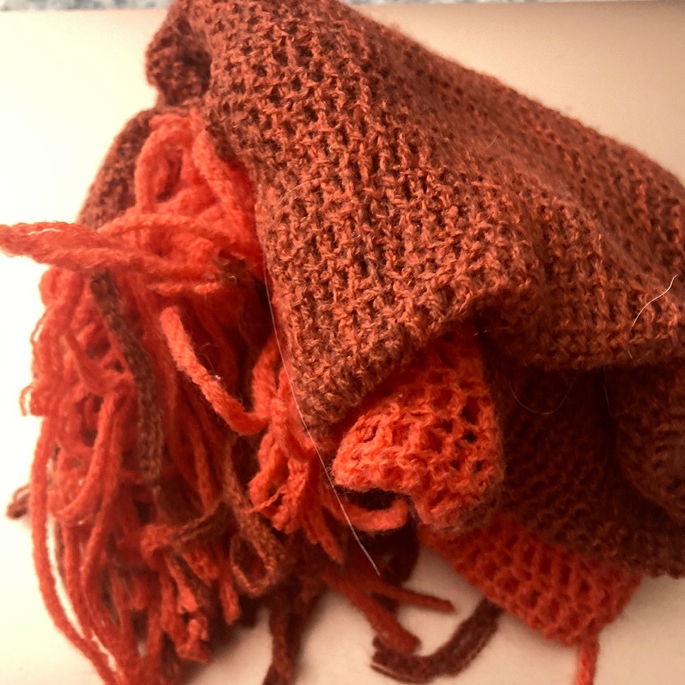 warm colored knit neck scarf for fall and winter